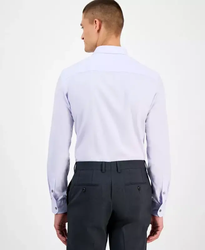 Men's Slim-Fit Solid Dress Shirt, Created for Modazone - Lilac Whisper - 2