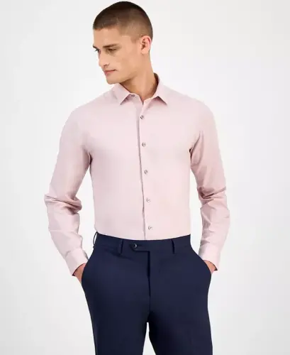 Men's Slim-Fit Solid Dress Shirt, Created for Modazone - Shimmer Pink 