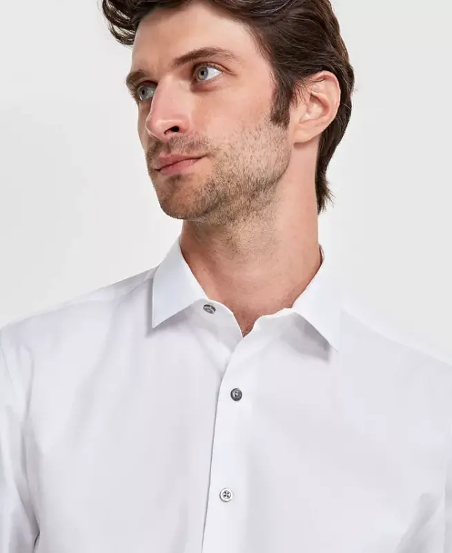 Men's Slim-Fit Solid Dress Shirt, Created for Modazone - Bright White - 3