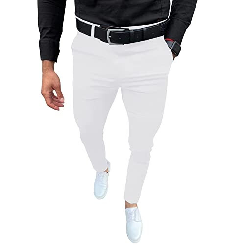 Erkek Slim Fit Elbise Pantolonu Casual İş Şık Dar Streç Pantolon Golf Pantolonu - 1