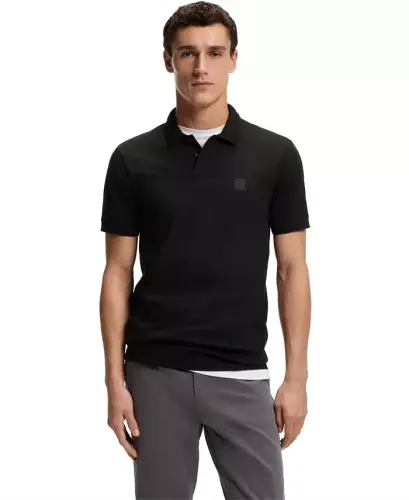 Men's Stretch-Cotton Slim-Fit Polo Shirt - Black - 3