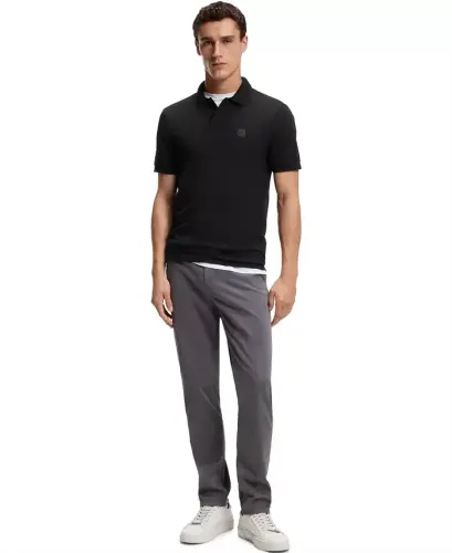 Men's Stretch-Cotton Slim-Fit Polo Shirt - Black - 4