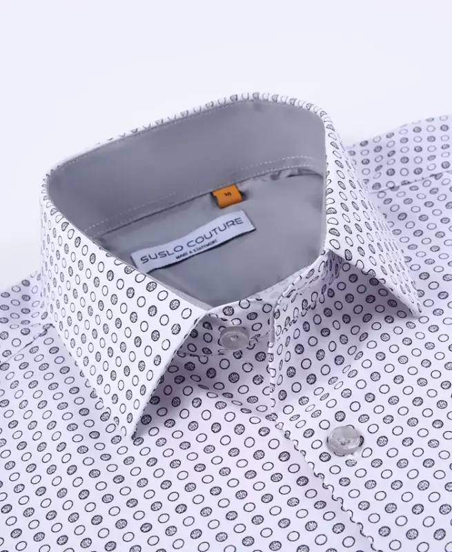 Men's Slim-Fit Geo-Print Performance Shirt - White - 2