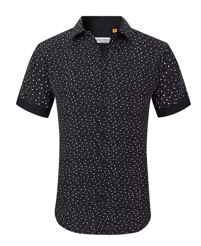 Men's Slim-Fit Geo-Print Performance Shirt-Black - SUSLO COUTURE