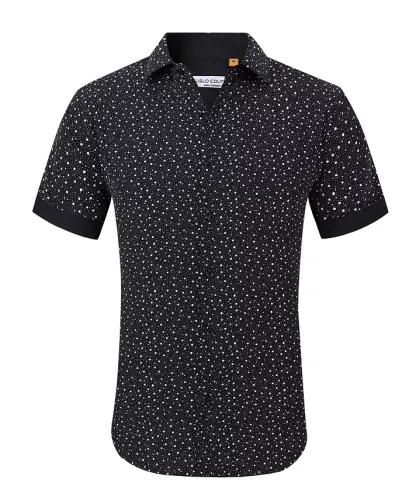Men's Slim-Fit Geo-Print Performance Shirt - Black 
