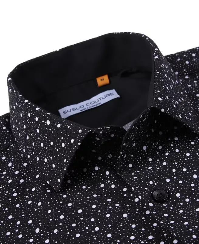 Men's Slim-Fit Geo-Print Performance Shirt - Black - 2