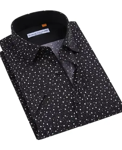 Men's Slim-Fit Geo-Print Performance Shirt - Black - 3