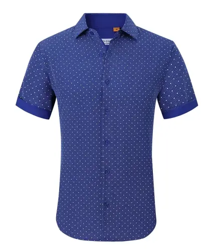 Men's Slim-Fit Geo-Print Performance Shirt - Blue Floral 