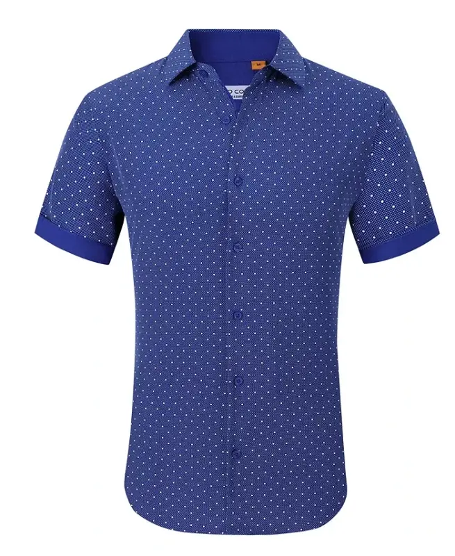 Men's Slim-Fit Geo-Print Performance Shirt - Blue Floral - 1