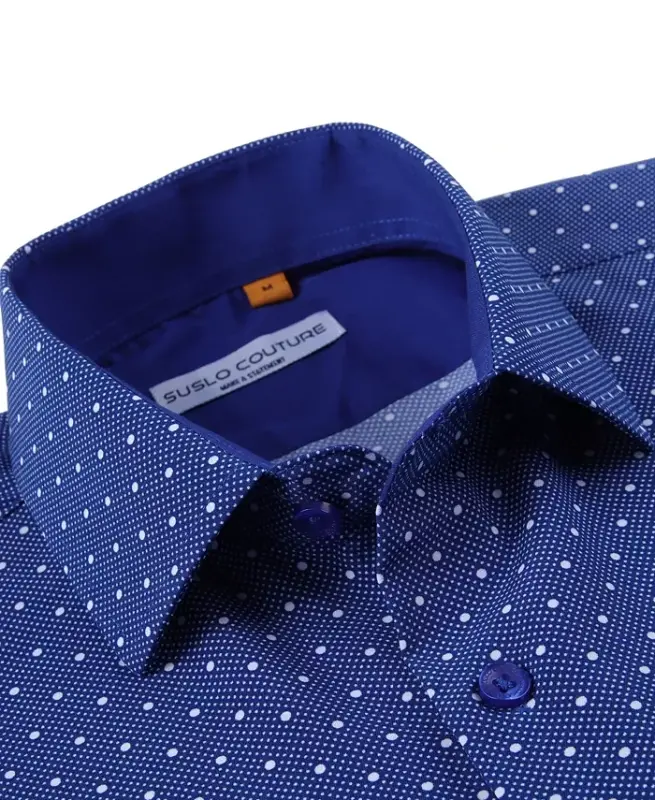Men's Slim-Fit Geo-Print Performance Shirt - Blue Floral - 2