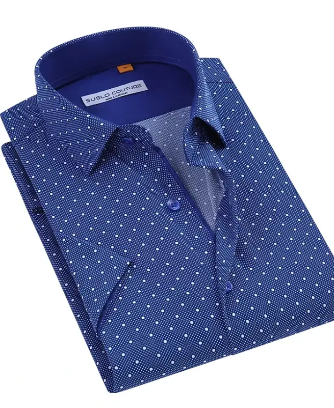 Men's Slim-Fit Geo-Print Performance Shirt - Blue Floral - 3