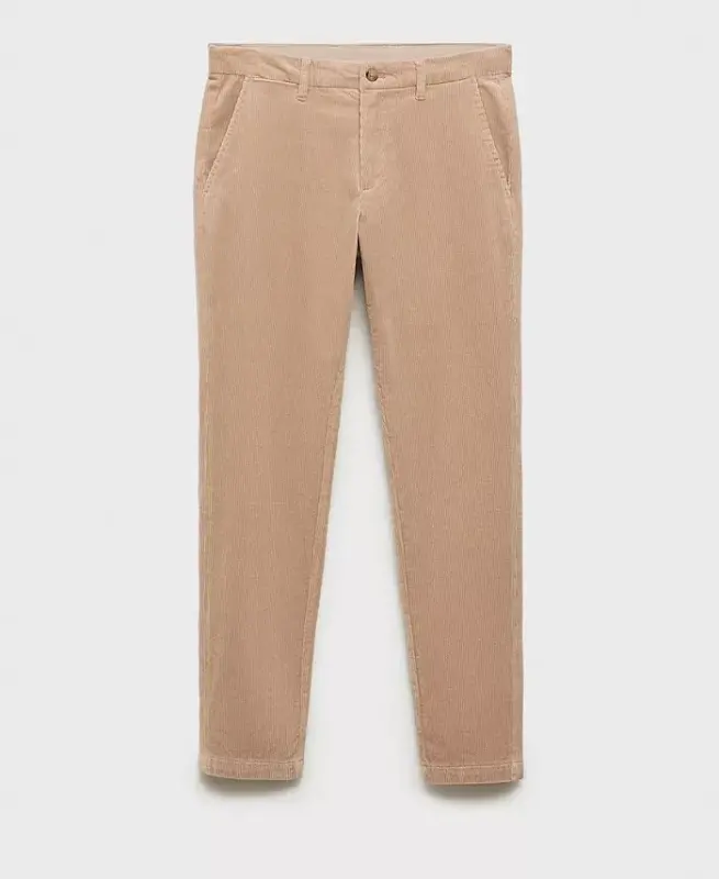 Men's Slim-Fit Corduroy Pants - Beige - 5