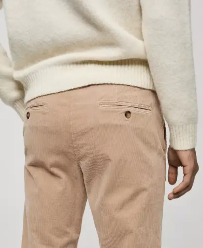Men's Slim-Fit Corduroy Pants - Beige - 6