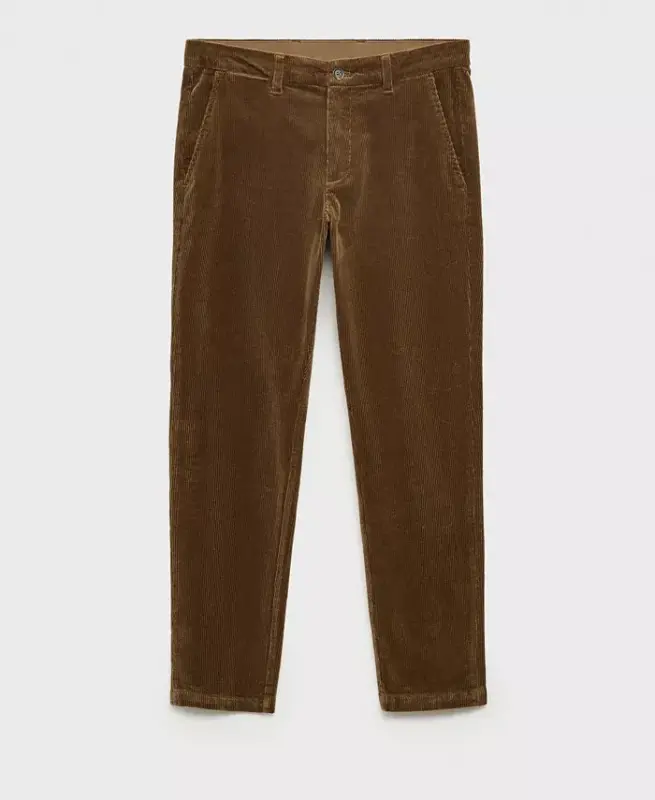 Men's Slim-Fit Corduroy Pants - Beige - 8