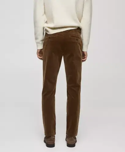 Men's Slim-Fit Corduroy Pants - Beige - 9