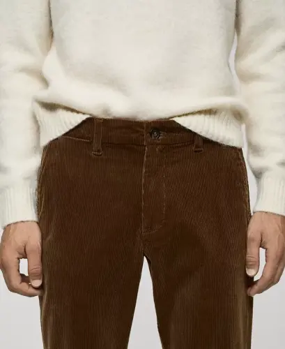Men's Slim-Fit Corduroy Pants - Beige - 10
