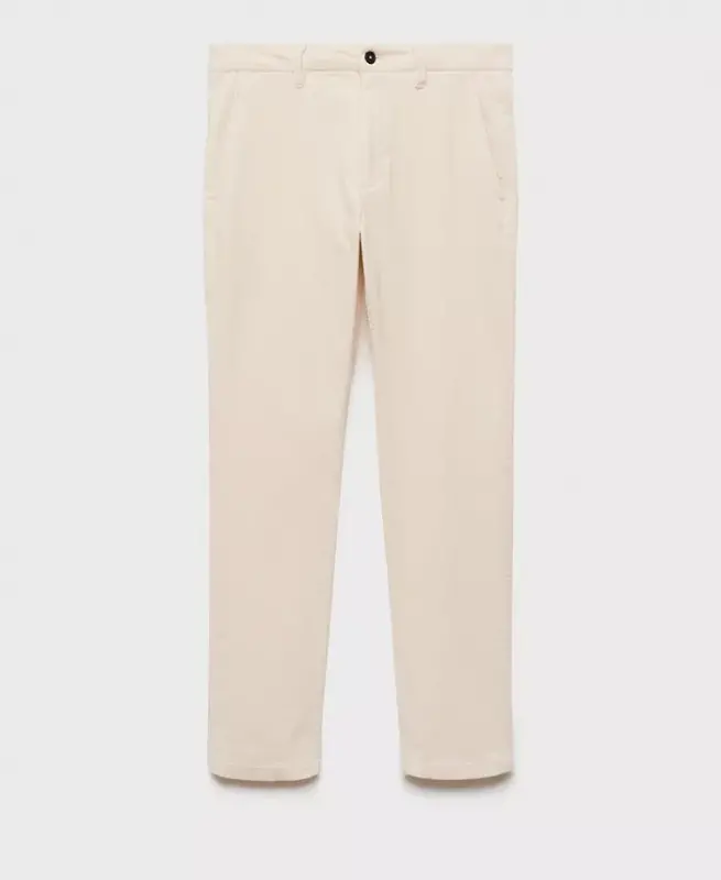 Men's Slim-Fit Corduroy Pants - Ecru - 2