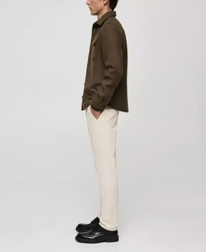 Men's Slim-Fit Corduroy Pants - Ecru - 5