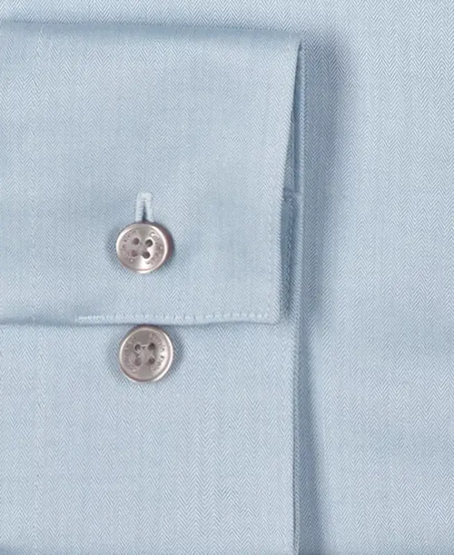 Men's Slim-Fit Non-Iron Herringbone Dress Shirt - Blue - 4
