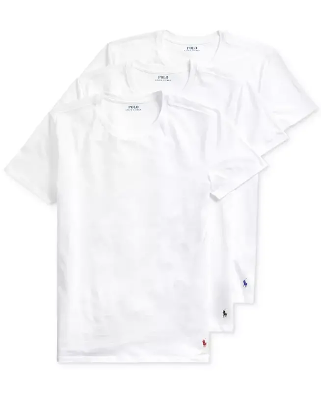Men's 3-Pack Slim-Fit Classic Cotton Crew Undershirts-White - POLO RALPH LAUREN