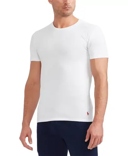 Men's 3-Pack Slim-Fit Classic Cotton Crew Undershirts-White - POLO RALPH LAUREN (1)