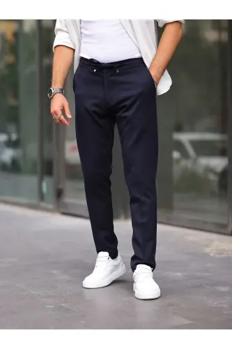 Erkek Slim Fit Kumaş Jogger Likralı Ve Beli Lastikli-LACİVERT - BASEL.CO (1)