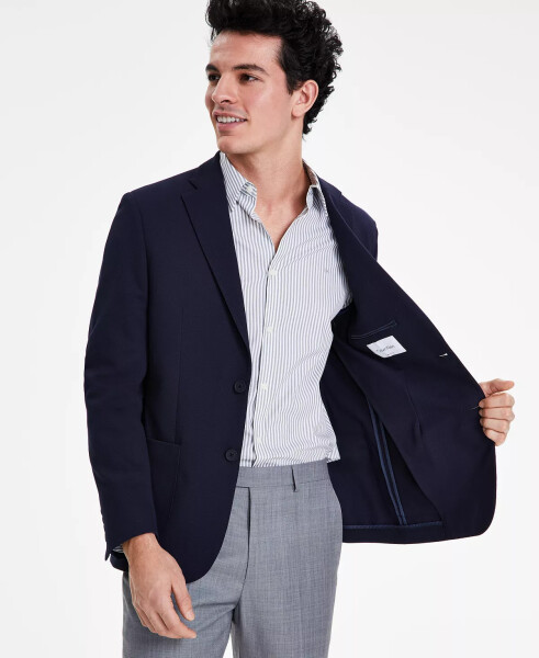 Erkek Slim Fit Örgü Blazer Navy - 4