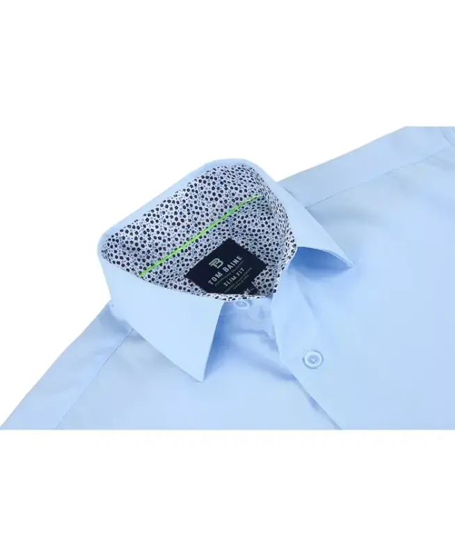 Men's Slim Fit Performance Solid Button Down Shirt - Sky Blue Solid - 3