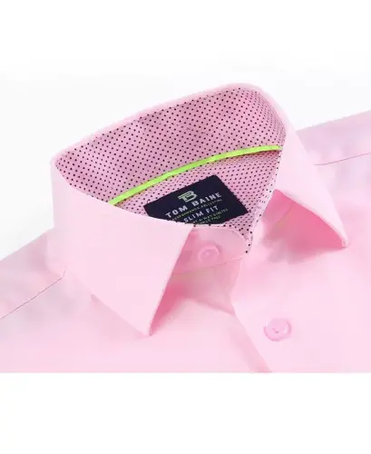 Men's Slim Fit Performance Solid Button Down Shirt - Pink - 3