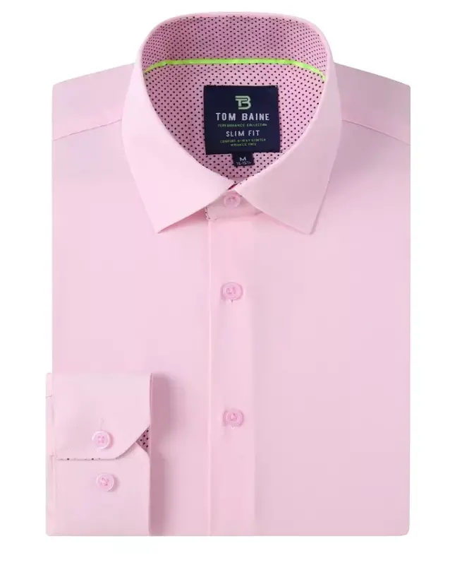 Men's Slim Fit Performance Solid Button Down Shirt - Pink - 7