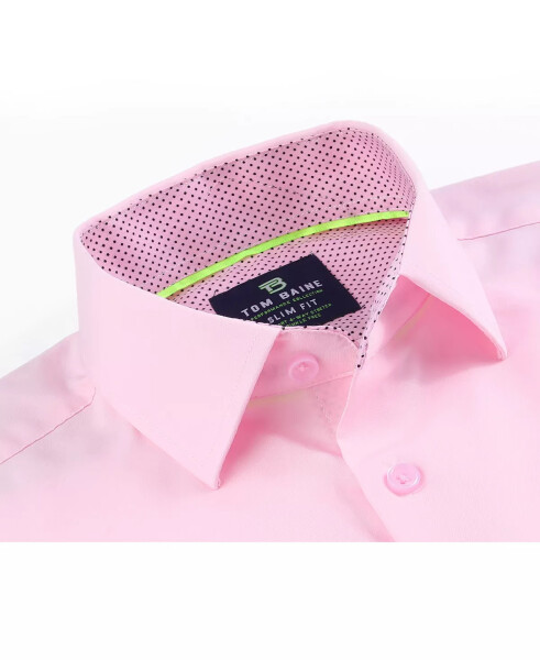 Erkek Slim Fit Performans Düz Düğmeli Gömlek Pembe - 3