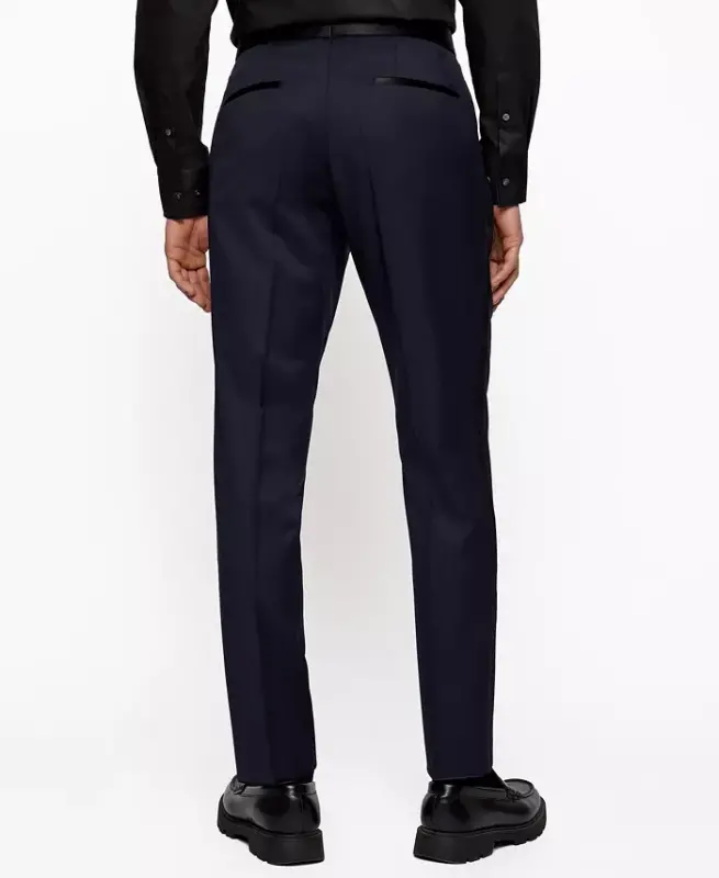 Men's Slim-Fit Tuxedo Trousers - Dark Blue - 2