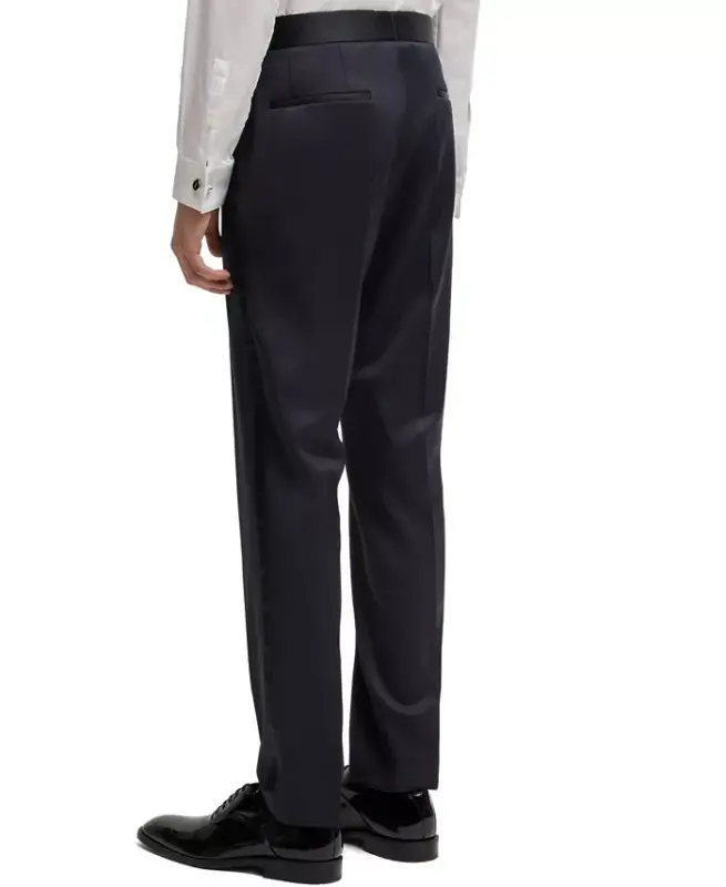 Men's Slim-Fit Tuxedo Trousers - Dark Blue - 5