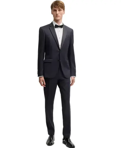 Men's Slim-Fit Tuxedo Trousers - Dark Blue - 6