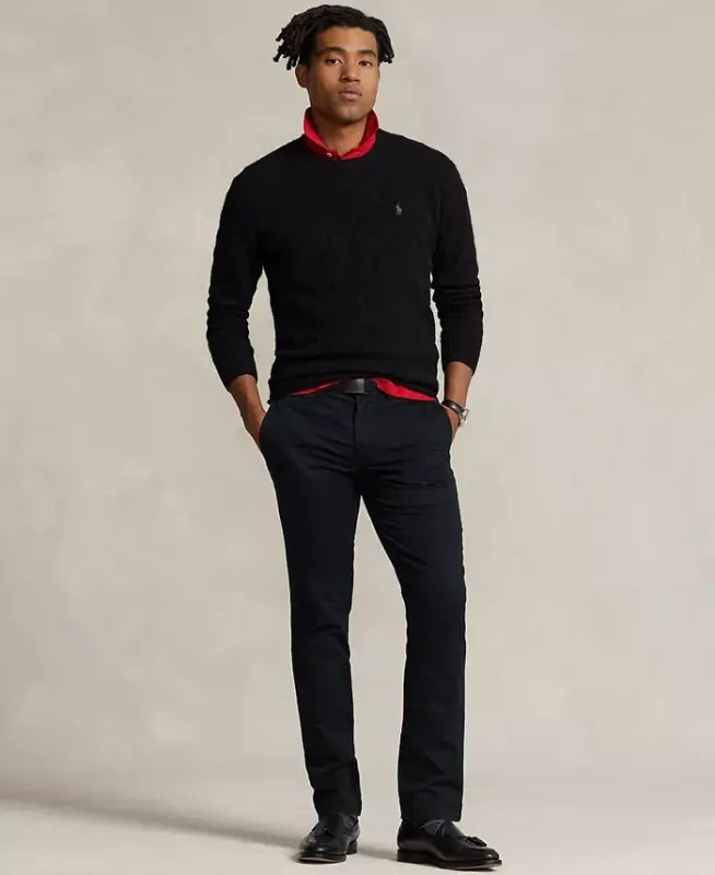 Men's Slim-Fit Stretch Chino Pants-Polo Black - 1