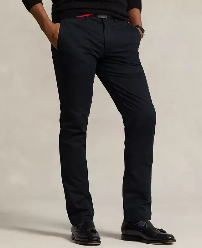 Men's Slim-Fit Stretch Chino Pants-Polo Black - 2