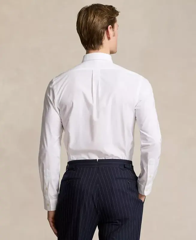 Men's Slim-Fit Stretch Poplin Shirt - White - 2