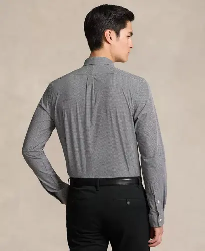 Men's Slim-Fit Stretch Poplin Shirt - Black/white Check - 2