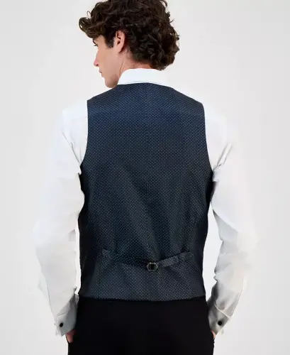 Men's Slim-Fit Stretch Tuxedo Vest, Created for Modazone - Black - 3