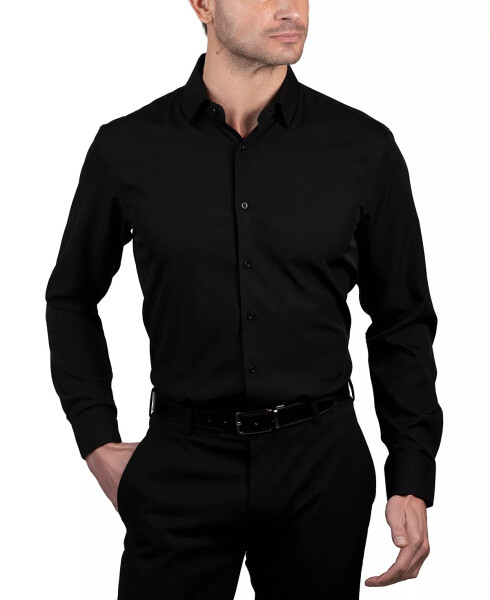 Erkek Slim Fit Süpershirt Elbise Gömleği Siyah - 1