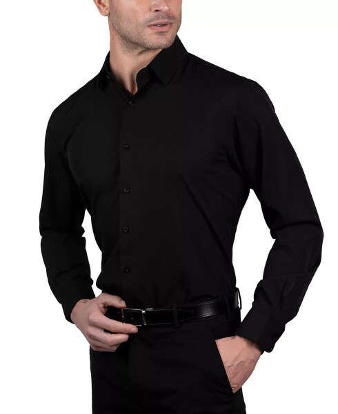 Erkek Slim Fit Süpershirt Elbise Gömleği Siyah - 2