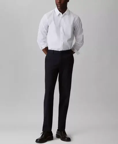 Men's Slim Fit Supima Stretch Long Sleeve Button-Front Shirt-Brilliant White - CALVIN KLEIN (1)