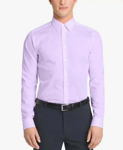 Men's Slim-Fit Non-Iron Herringbone Dress Shirt - Lilac 