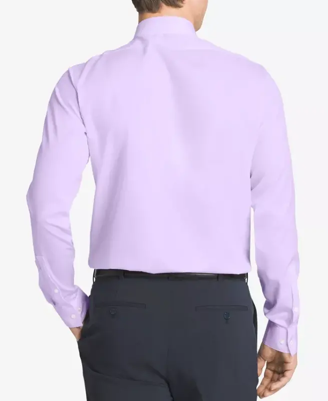 Calvin Klein Men's Performance Wrinkle Free Herringbone Slim Fit Dress Shirt - Lilac - 2