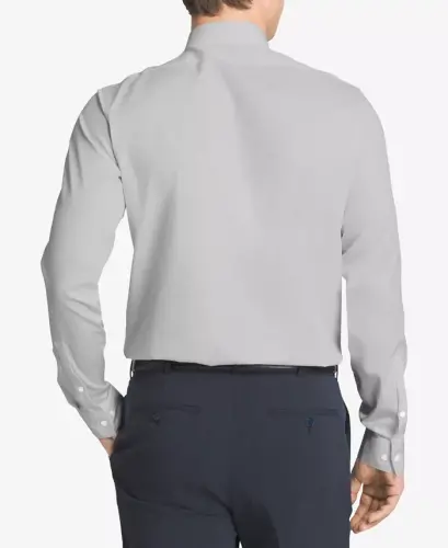 Calvin Klein Men's Performance Wrinkle Free Herringbone Slim Fit Dress Shirt - Smoke - 2