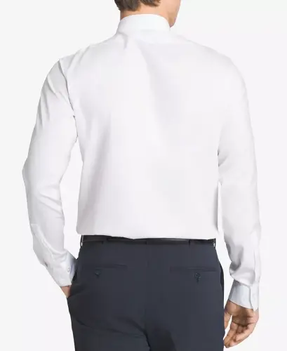 Calvin Klein Men's Performance Wrinkle Free Herringbone Slim Fit Dress Shirt - White - 2