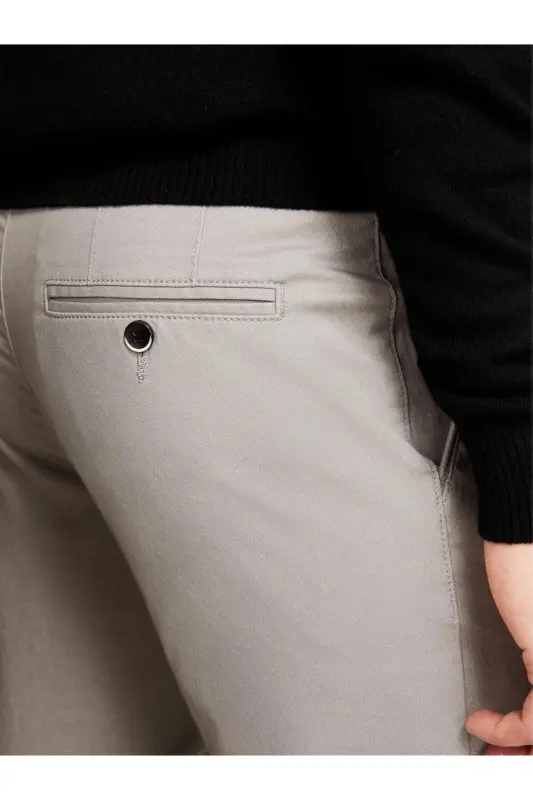 Erkek Slim Fit Vintage Efekt Chino Pantolon 323A4DM6SF02Y-SIS3G6 - Açık Gri - 5