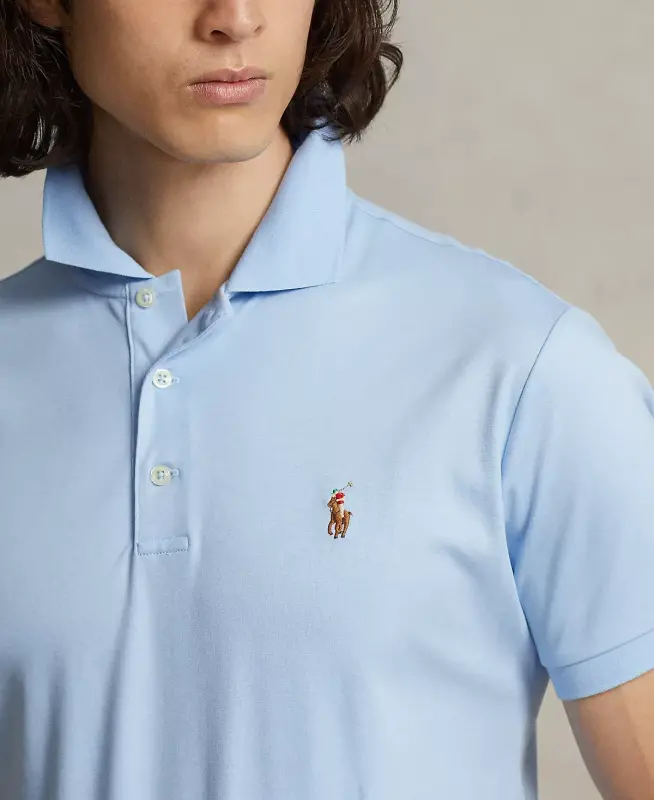 Men’s Slim-Fit Soft Cotton Polo Shirt - Office Blue - 3