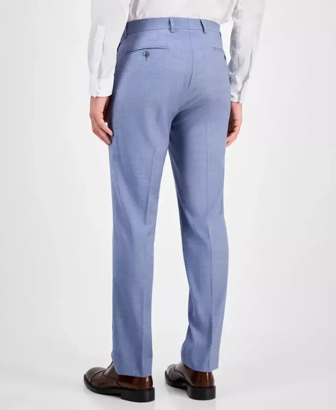 Men's Slim-Fit Wool-Blend Stretch Suit Pants - Light Blue - 4
