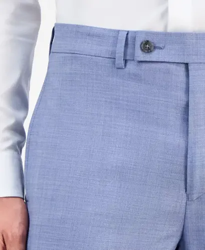Men's Slim-Fit Wool-Blend Stretch Suit Pants - Light Blue - 5